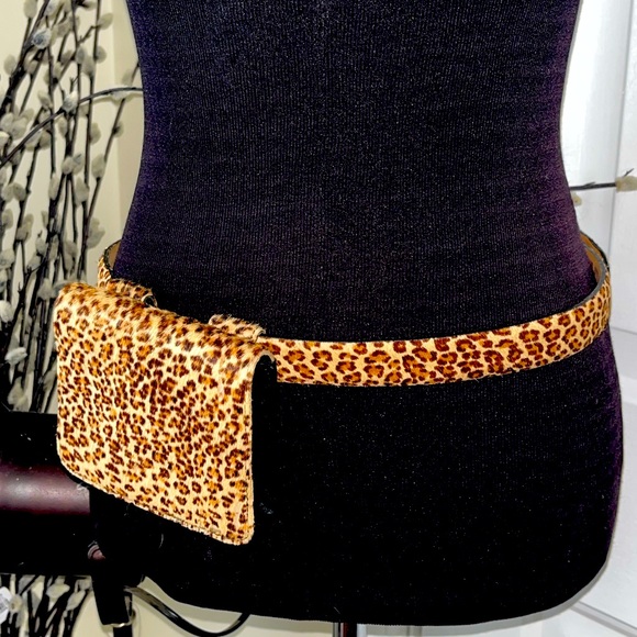 WCM New York Handbags - WCM New York Calf hair leopard print n leather belt with bag.
